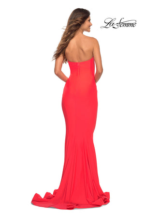 La Femme 30759 prom dress images.  La Femme 30759 is available in these colors: Hot Coral.