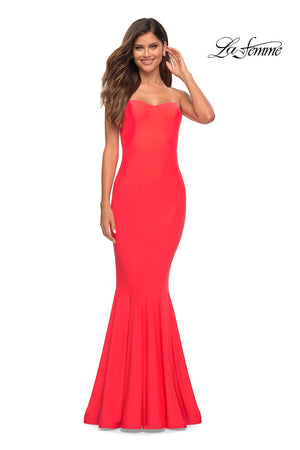La Femme 30759 prom dress images.  La Femme 30759 is available in these colors: Hot Coral.