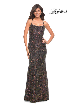 La Femme 30765 prom dress images.  La Femme 30765 is available in these colors: Black.