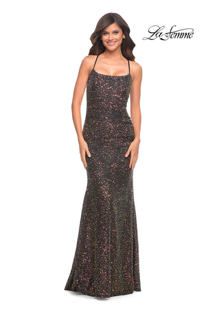 La Femme 30765 prom dress images.  La Femme 30765 is available in these colors: Black.