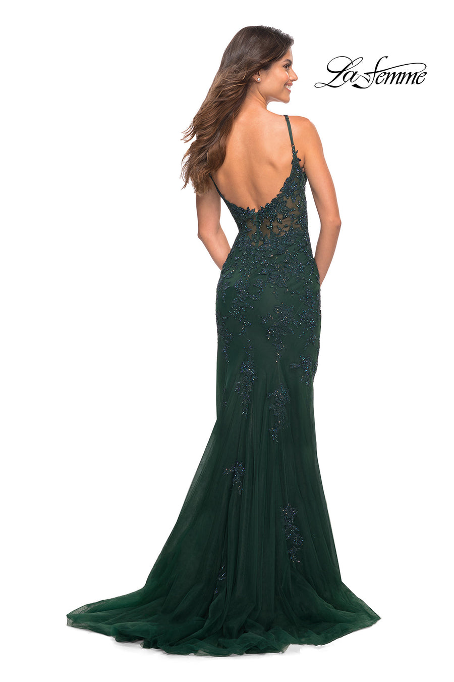 La Femme 30767 prom dress images.  La Femme 30767 is available in these colors: Emerald.