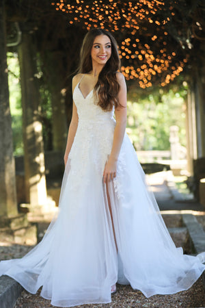 Miah Vega 22410 is a $498 aline ball gown and comes in the following colors: Emerald, Rose, Royal and White.