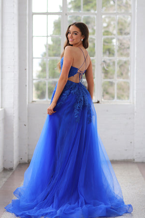 Miah Vega 22410 is a $498 aline ball gown and comes in the following colors: Emerald, Rose, Royal and White.