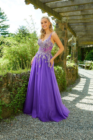 Morilee 47019 prom dress images.  Morilee 47019 is available in these colors: Purple, Green, Royal, White.