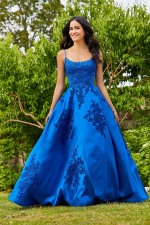 Morilee 47056 prom dress images.  Morilee 47056 is available in these colors: Black, Royal, Aqua, White.