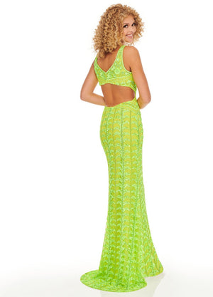 Rachel Allan 70030 prom dress images.  Rachel Allan 70030 is available in these colors: Gold, Neon Green.