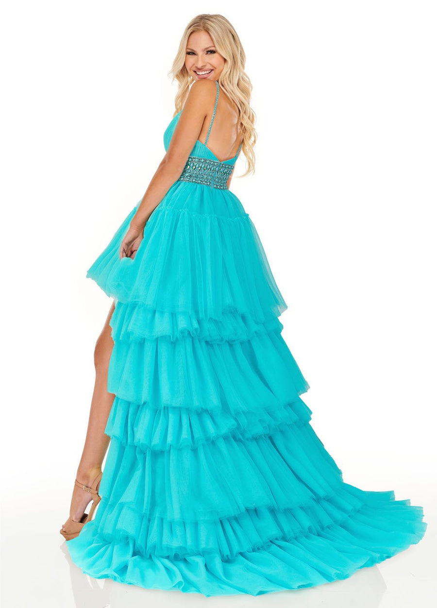 Rachel Allan 70074 prom dress images.  Rachel Allan 70074 is available in these colors: Neon Orange, Neon Turquoise.