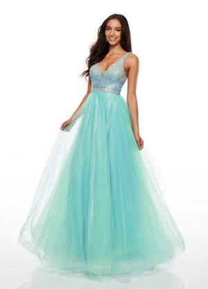 Rachel Allan 7015 prom dress images.  Rachel Allan 7015 is available in these colors: Blush Aqua, Lilac Powder Blue, Mint Sky Blue.