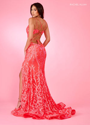 Rachel Allan 70279 prom dress images.  Rachel Allan 70279 is available in these colors: Black, Black Fuchsia, Black Silver, Ice Pink, Lilac, Navy Sky Blue, Neon Coral, Neon Lime, Neon Ocean Blue,
Neon Pink, Neon Yellow.