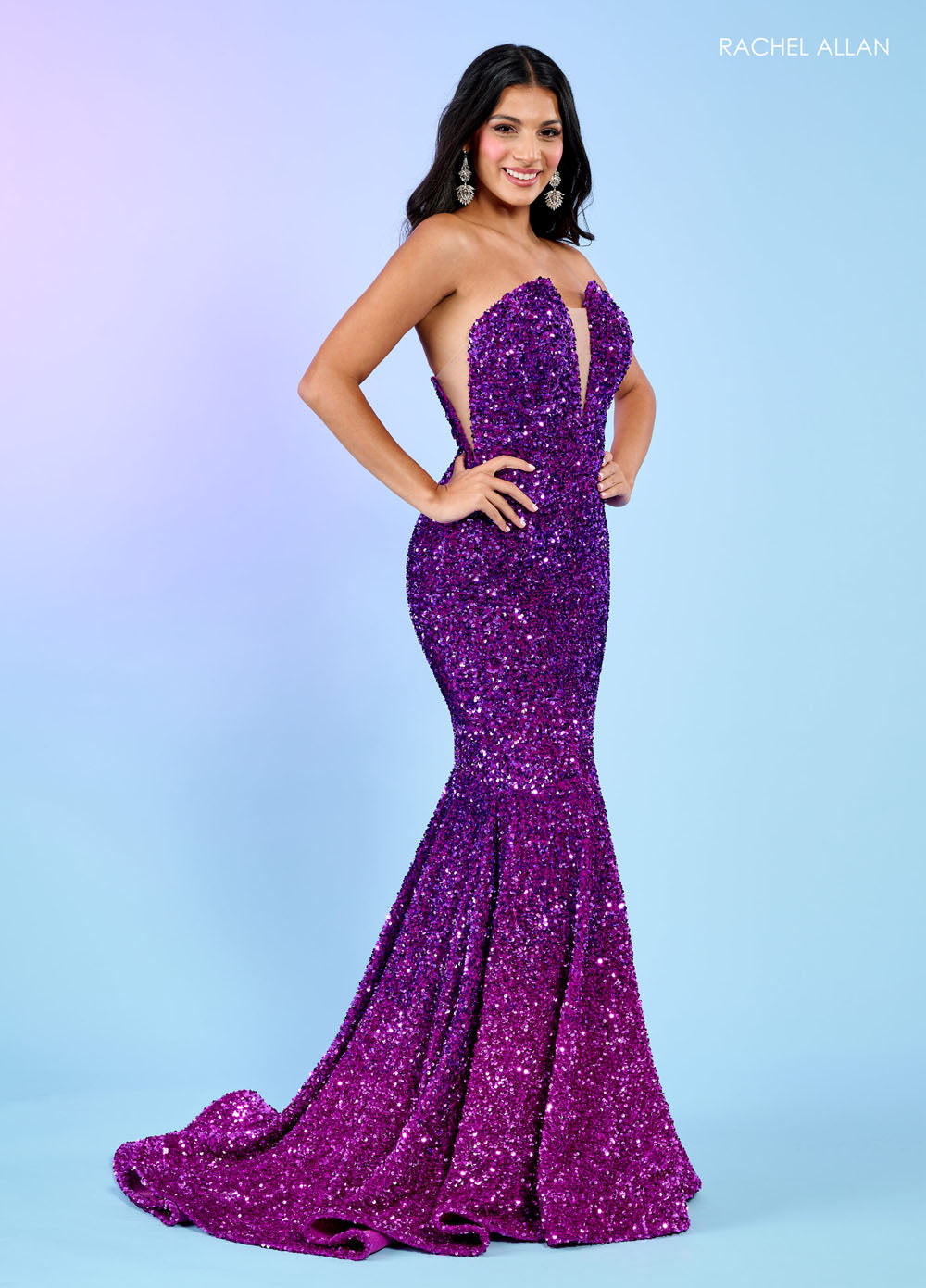 Rachel Allan 70293 prom dress images.  Rachel Allan 70293 is available in these colors: Emerald Ombre, Fuchsia Ombre, Purple Ombre, Royal Ombre.