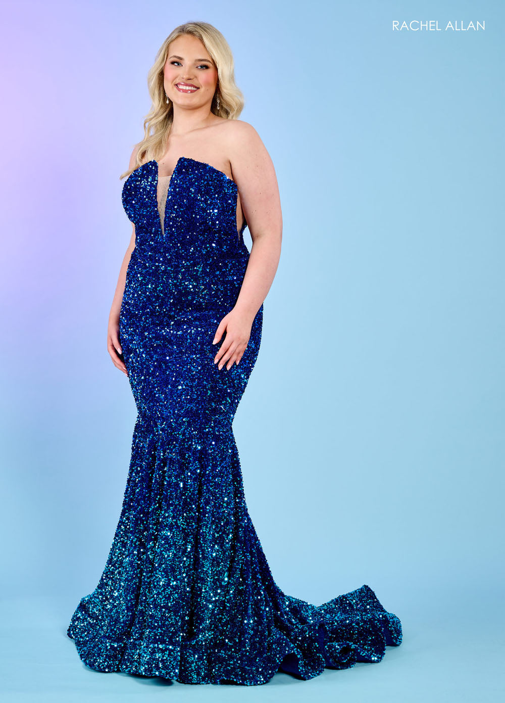 Rachel Allan 70293W prom dress images.  Rachel Allan 70293W is available in these colors: Emerald Ombre, Fuchsia Ombre, Purple Ombre, Royal Ombre.