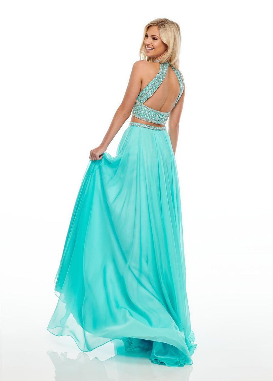 Rachel Allan 7034 prom dress images.  Rachel Allan 7034 is available in these colors: Aqua, Fuchsia, Yellow.