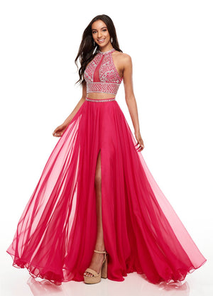 Rachel Allan 7034 prom dress images.  Rachel Allan 7034 is available in these colors: Aqua, Fuchsia, Yellow.