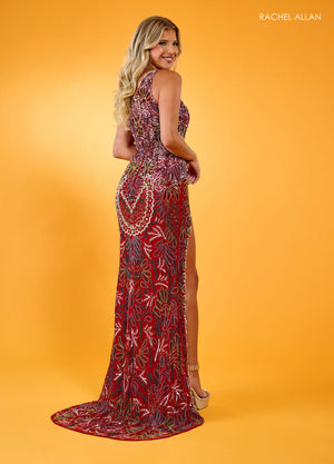 Rachel Allan 70383 prom dress images.  Rachel Allan 70383 is available in these colors: Black, Burgundy, Emerald, Lilac, Navy, Pink, Powder Blue, White Blue Pink.
