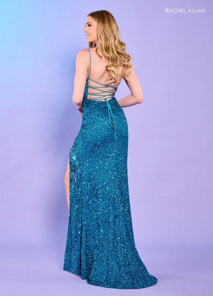 Rachel Allan 70487 prom dress images.  Rachel Allan 70487 is available in these colors: Emerald, Peacock, Red Fuchsia.