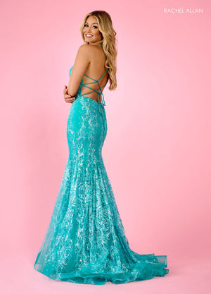 Rachel Allan 70491 prom dress images.  Rachel Allan 70491 is available in these colors: Jade, Light Pink, Powder Blue.