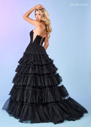 Rachel Allan 70503 prom dress images.  Rachel Allan 70503 is available in these colors: Black, Hot Pink, Lilac.