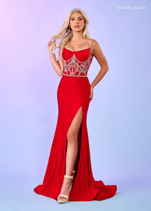 Rachel Allan 70512 prom dress images.  Rachel Allan 70512 is available in these colors: Black, Red, Royal.