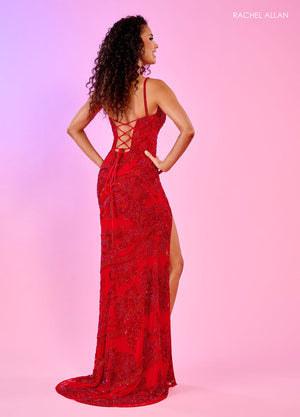 Rachel Allan 70514 prom dress images.  Rachel Allan 70514 is available in these colors: Black Gold, Jade Royal, Red Fuchsia.