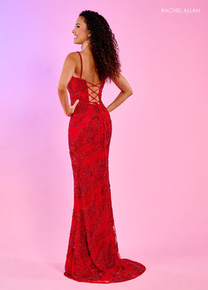 Rachel Allan 70514 prom dress images.  Rachel Allan 70514 is available in these colors: Black Gold, Jade Royal, Red Fuchsia.