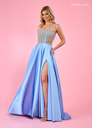 Rachel Allan 70519 prom dress images.  Rachel Allan 70519 is available in these colors: Fuchsia, Lime, Periwinkle.