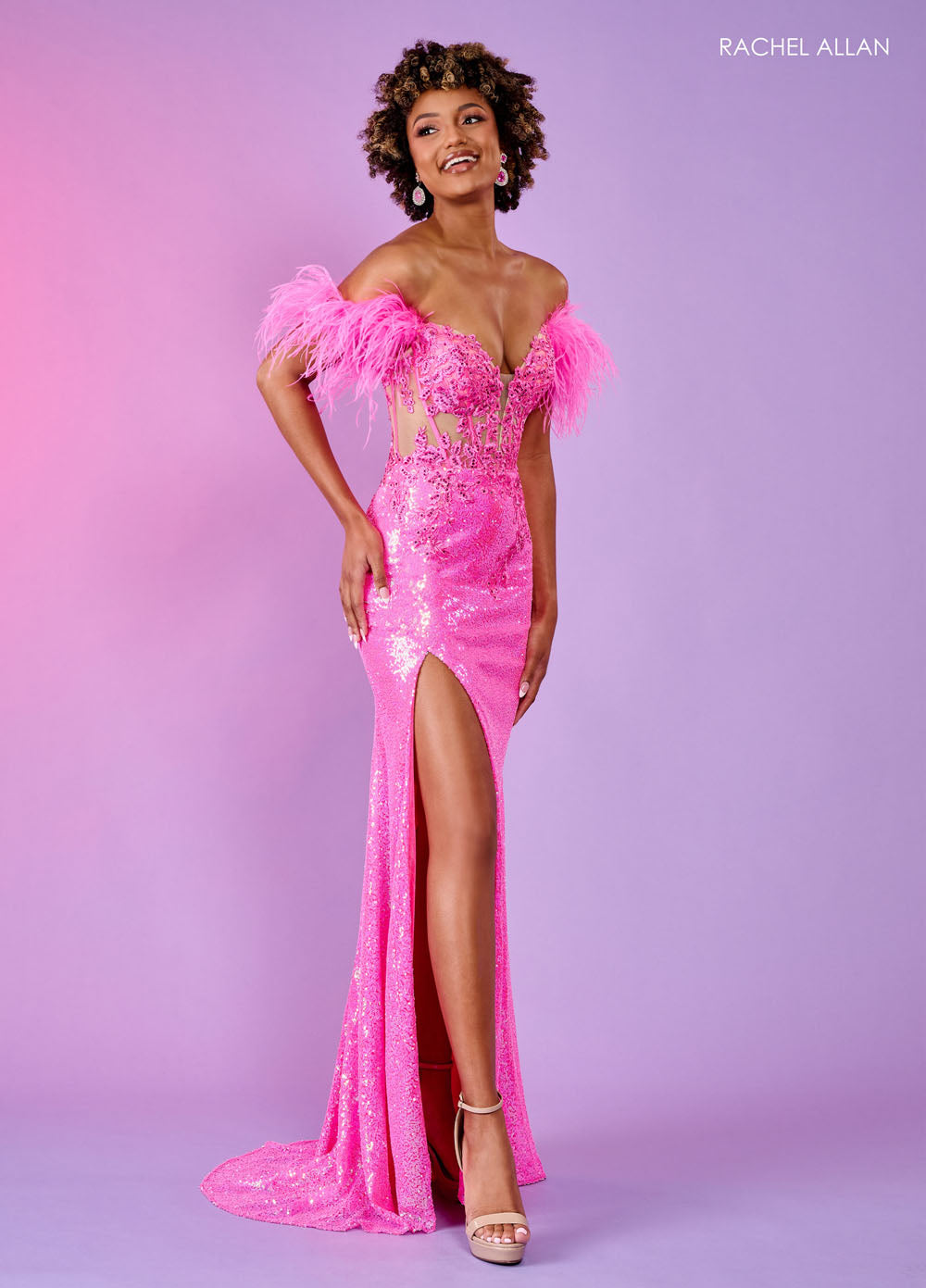 Rachel Allan 70524 prom dress images.  Rachel Allan 70524 is available in these colors: Hot Pink, Lilac, Ocean Blue.