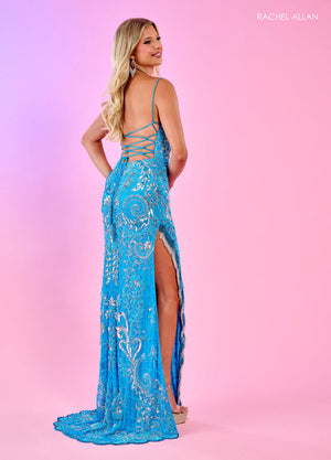 Rachel Allan 70534 prom dress images.  Rachel Allan 70534 is available in these colors: Black, Ocean Blue, Purple, Red.