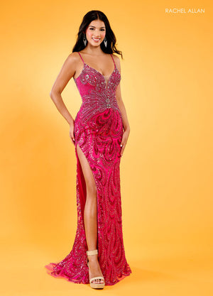 Rachel Allan 70542 prom dress images.  Rachel Allan 70542 is available in these colors: Fuchsia, Powder Blue, Tangerine.