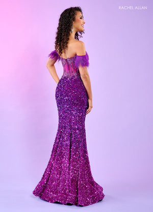 Rachel Allan 70552 prom dress images.  Rachel Allan 70552 is available in these colors: Emerald Ombre, Purple Ombre, Royal Ombre.