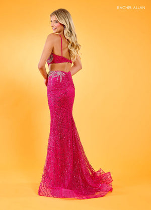 Rachel Allan 70558 prom dress images.  Rachel Allan 70558 is available in these colors: Fuchsia, Jade, Royal.