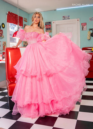 Rachel Allan 70570 prom dress images.  Rachel Allan 70570 is available in these colors: Aqua, Lilac, Pink.