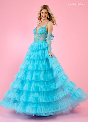 Rachel Allan 70576 prom dress images.  Rachel Allan 70576 is available in these colors: Black, Coral, Turquoise.