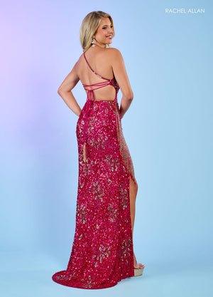 Rachel Allan 70584 prom dress images.  Rachel Allan 70584 is available in these colors: Black Silver, Deep Magenta, Royal Silver.