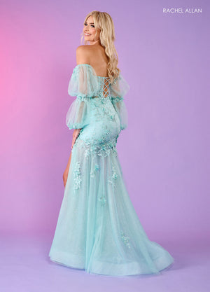 Rachel Allan 70588 prom dress images.  Rachel Allan 70588 is available in these colors: Aqua, Lilac, Pink, Sage.