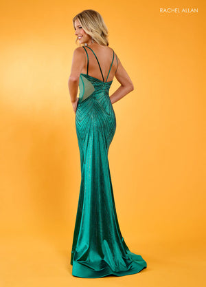 Rachel Allan 70590 prom dress images.  Rachel Allan 70590 is available in these colors: Emerald, Red, Royal, Turquoise.