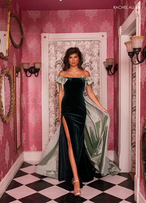 Rachel Allan 70597 prom dress images.  Rachel Allan 70597 is available in these colors: Black Pink, Emerald Sage, Navy Sky Blue.