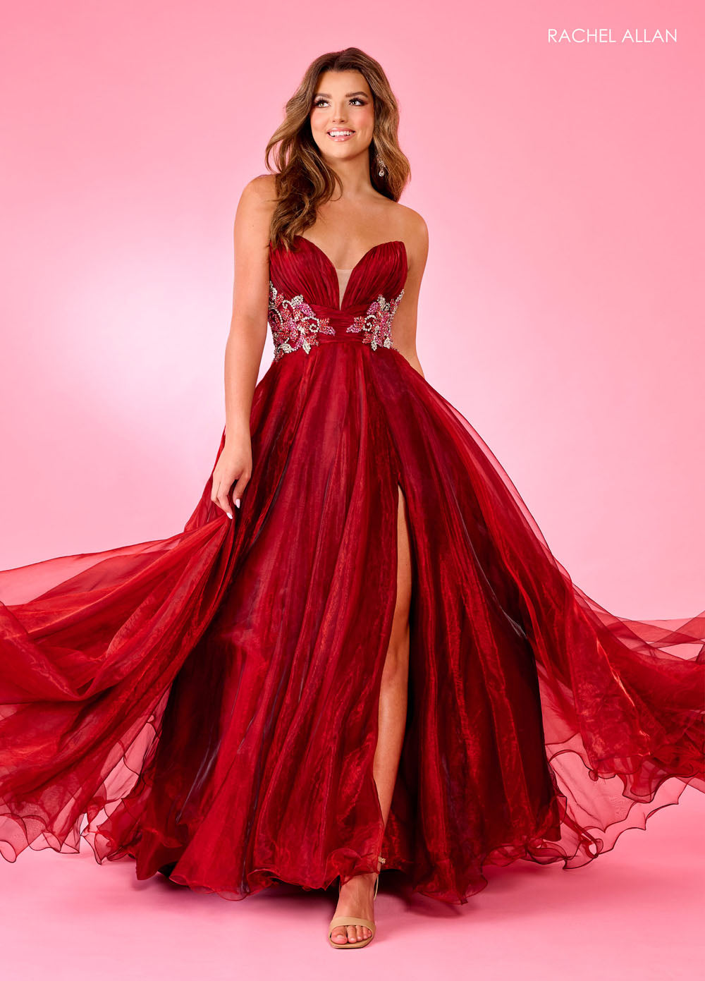 Rachel Allan 70605 prom dress images.  Rachel Allan 70605 is available in these colors: Burgundy, Lilac, Royal.