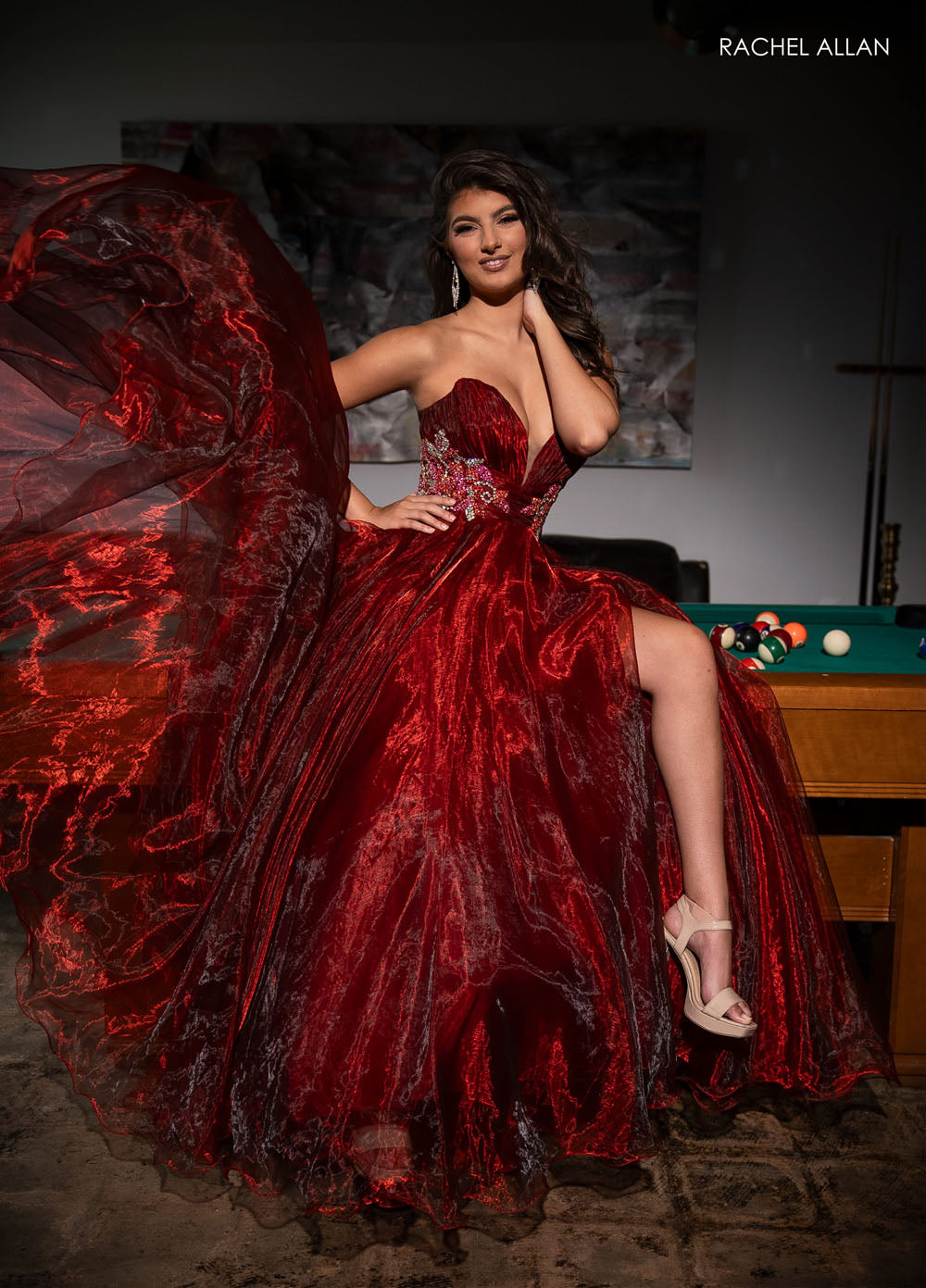 Rachel Allan 70605 prom dress images.  Rachel Allan 70605 is available in these colors: Burgundy, Lilac, Royal.