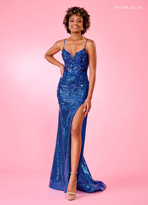 Rachel Allan 70615 prom dress images.  Rachel Allan 70615 is available in these colors: Black Silver, Emerald, Hot Pink, Royal.