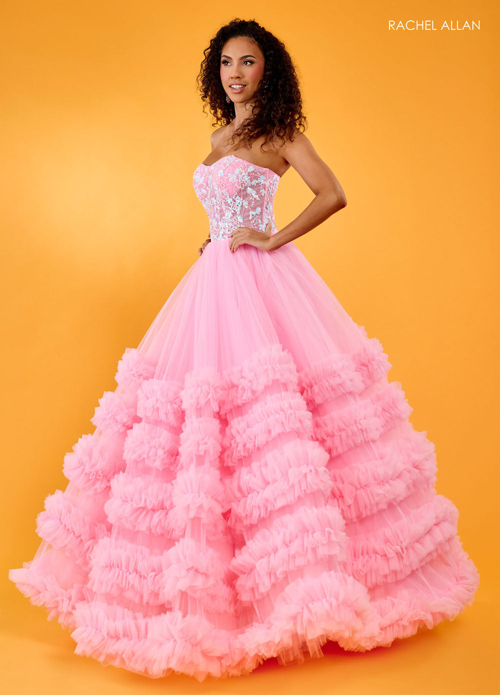 Rachel Allan 70621 prom dress images.  Rachel Allan 70621 is available in these colors: Light Blue, Pink, Red.