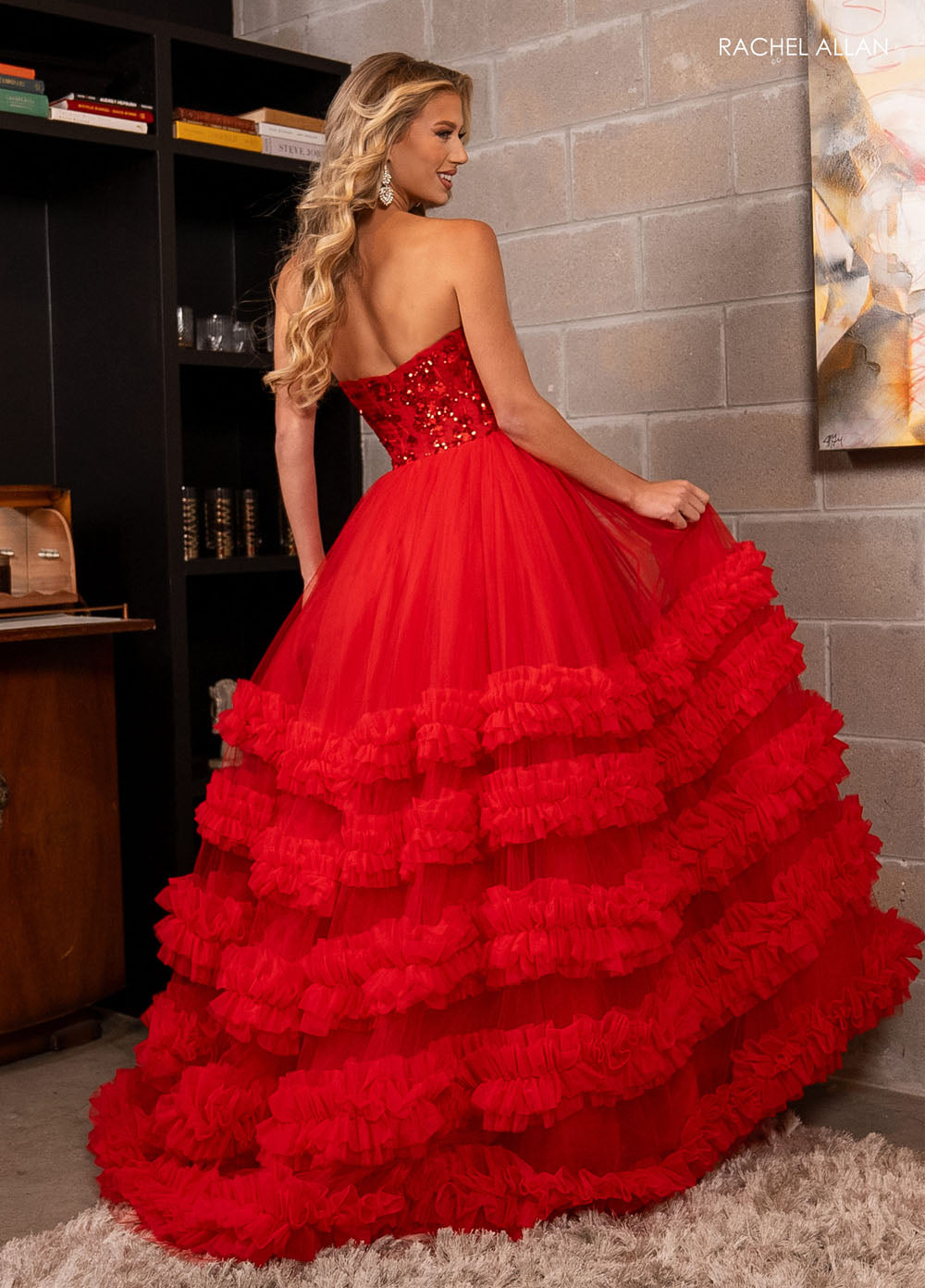 Rachel Allan 70621 prom dress images.  Rachel Allan 70621 is available in these colors: Light Blue, Pink, Red.