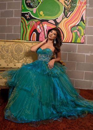 Rachel Allan 70649 prom dress images.  Rachel Allan 70649 is available in these colors: Jade, Lilac, Powder Blue.