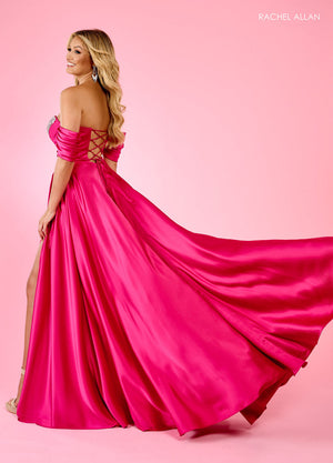 Rachel Allan 70664 prom dress images.  Rachel Allan 70664 is available in these colors: Emerald, Fuchsia, Royal.