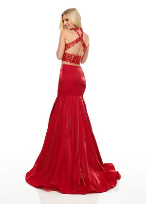 Rachel Allan 7151 prom dress images.  Rachel Allan 7151 is available in these colors: Black Fuchsia, Black White, Red.