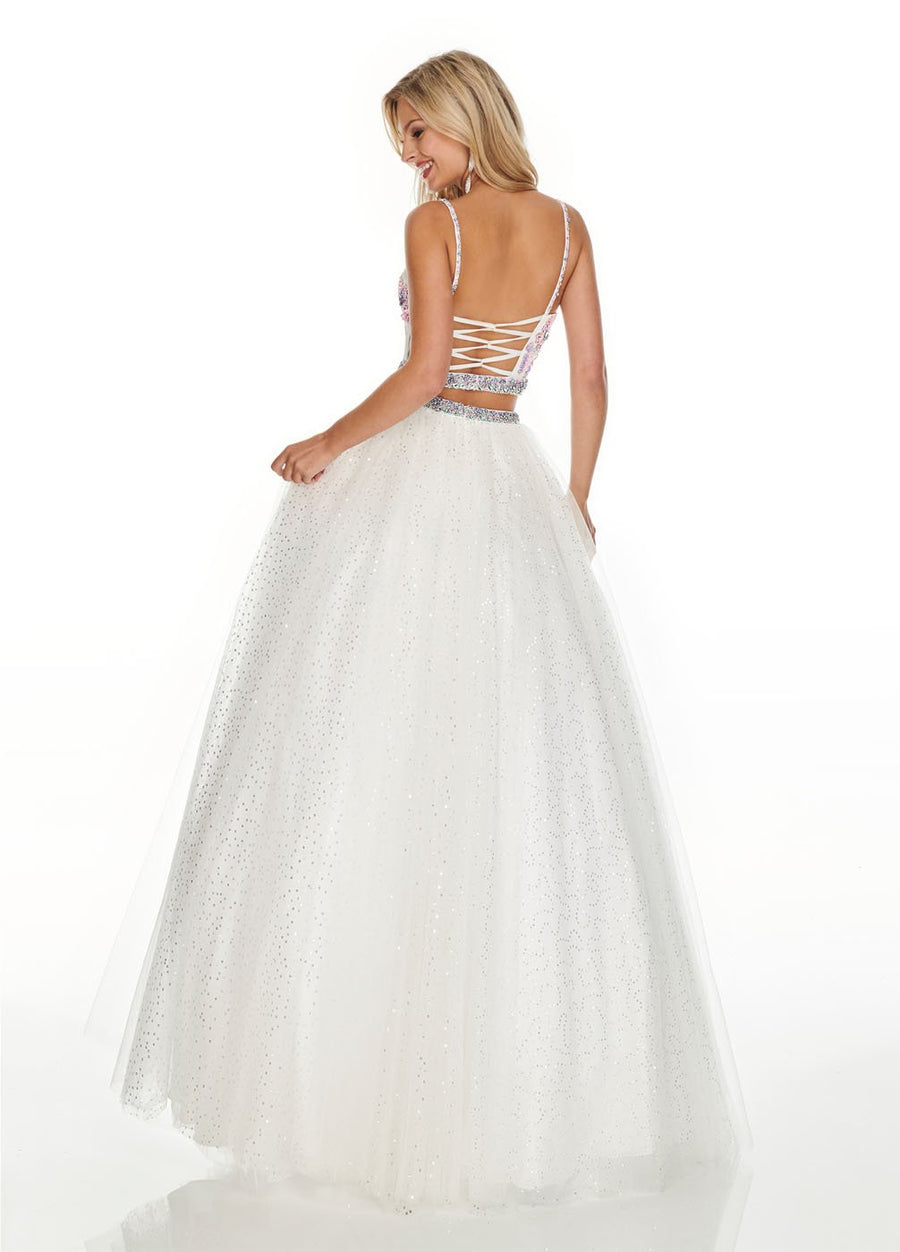 Rachel Allan 7193 prom dress images.  Rachel Allan 7193 is available in these colors: White Lavender, White Multi.