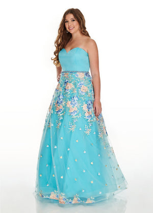 Rachel Allan 7219 prom dress images.  Rachel Allan 7219 is available in these colors: Aqua Multi, Navy Multi, Pink Multi.