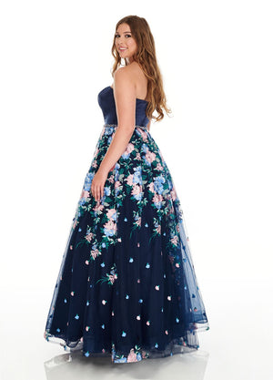 Rachel Allan 7219 prom dress images.  Rachel Allan 7219 is available in these colors: Aqua Multi, Navy Multi, Pink Multi.