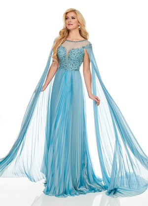 Rachel Allan 8425 prom dress images.  Rachel Allan 8425 is available in these colors: Smokey Blue, Black.