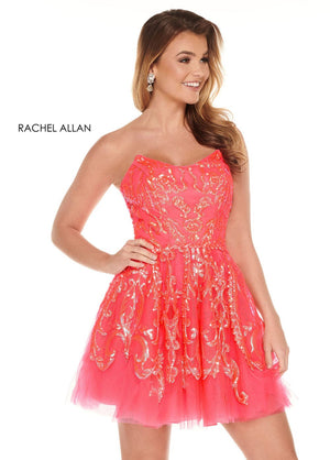 Rachel Allan 40030 prom dress images.  Rachel Allan 40030 is available in these colors: Neon Coral,Neon Ocean.