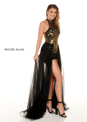 Rachel Allan 40031 prom dress images.  Rachel Allan 40031 is available in these colors: Violet,Black Gold.